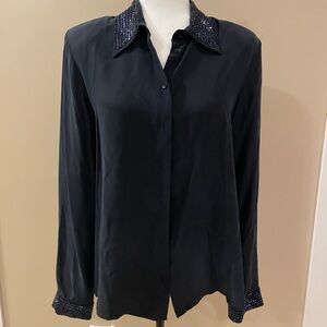 Jones New York 100% Silk Sequined Blouse sz 12